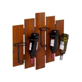   Bortartó fali állvány palacktartó 60x60x12 cm fa fém 5 palack számára 