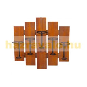   Bortartó fali állvány palacktartó 60x60x12 cm fa fém 5 palack számára 