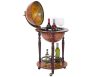 Minibar home bar wine rack antique effect drink shelf with globe-shaped wheels