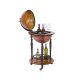 Minibar home bar wine rack antique effect drink shelf with globe-shaped wheels