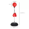 Boxzsák 126-144 cm boxkesztyűvel, boxlabdával, állítható magasságú piros