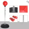 Boxzsák 126-144 cm boxkesztyűvel, boxlabdával, állítható magasságú piros