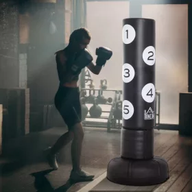   Boxzsák 176 cm álló bokszzsák állvánnyal és műanyag alátéttel fekete