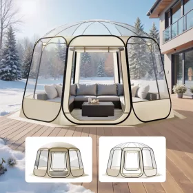   Átlátszó pop-up buboréksátor 366 × 345 × 220 cm 10–12 személyes panoráma kempingsátor 540°-os kilátással