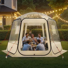   Átlátszó pop-up buboréksátor 305 × 275 × 220 cm 4–8 személyes panoráma kempingsátor 540°-os kilátással