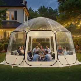   Átlátszó pop-up buboréksátor 458 × 432 × 230 cm 12–15 személyes panoráma kempingsátor 540°-os kilátással