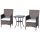 Garden polyrattan seating set 3 pieces outdoor furniture brown