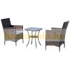Garden polyrattan seating set 3 pieces outdoor furniture brown