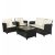 Polirattan ülőgarnitúra 4 darabos modern kerti bútor szett fekete-krém színű
