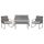 Polyrattan sofa set of 4 modern garden furniture steel grey