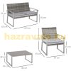 Polyrattan sofa set of 4 modern garden furniture steel grey