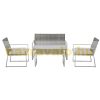 Polyrattan sofa set of 4 modern garden furniture steel grey
