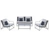 Garden seating set 4-piece design garden furniture set with cushions gray