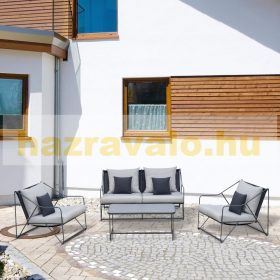   Kerti ülőgarnitúra 4 darabos design kerti bútor szett párnával szürke