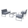 Polirattan sofa set 4-piece modern garden furniture set metal gray