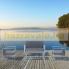 Polirattan sofa set 4-piece modern garden furniture set metal gray