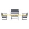 Polirattan sofa set 4-piece modern garden furniture set metal gray