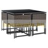 Garden polyrattan seating set 8-person outdoor furniture set brown-grey