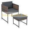 Garden polyrattan seating set 8-person outdoor furniture set brown-grey