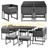 Garden polyrattan seating set 8-person outdoor furniture set dark grey
