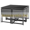 Garden polyrattan seating set 8-person outdoor furniture set dark grey