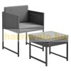 Garden polyrattan seating set 8-person outdoor furniture set dark grey