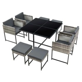   Kerti polirattan ülőgarnitúra 8 személyes kültéri bútor szett szürke