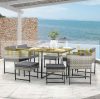 Garden polyrattan seating set 8-person outdoor furniture set gray