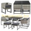Garden polyrattan seating set 8-person outdoor furniture set gray