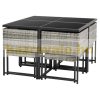 Garden polyrattan seating set 8-person outdoor furniture set gray