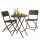 Garden furniture set with 3 folding chairs and table, brown 