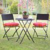 Garden furniture set with 3 folding chairs and table, brown 