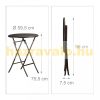 Garden furniture set with 3 folding chairs and table, brown 