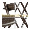 Garden furniture set with 3 folding chairs and table, brown 