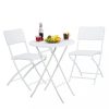 Garden furniture set with 3 folding chairs and table, white