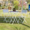 Garden furniture set with 3 folding chairs and table, white