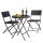 Garden furniture set with 3 folding chairs and table, black