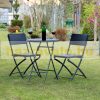 Garden furniture set with 3 folding chairs and table, black