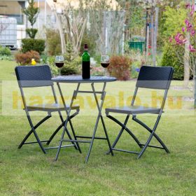   Kerti bútor szett 3 darabos összecsukható székkel és asztallal fekete