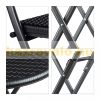 Garden furniture set with 3 folding chairs and table, black