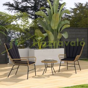   Boho stílusú kerti bisztro szett fekete ülőgarnitúra balkon szett