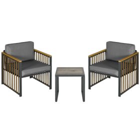   Kerti bisztro garnitúra 3 részes kerti teraszgarnitúra szürke-barna terasz bútor kültéri balkon szett kerti bútor