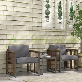   Kerti bisztro garnitúra 3 részes kerti teraszgarnitúra szürke-barna terasz bútor kültéri balkon szett kerti bútor