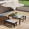 3-piece garden set with benches gray garden terrace set outdoor balcony set terrace furniture garden furniture