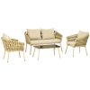 4-piece garden set with rattan effect braiding beige garden terrace set outdoor balcony set terrace furniture garden furniture
