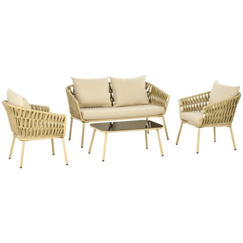 4-piece garden set with rattan effect braiding beige garden terrace set outdoor balcony set terrace furniture garden furniture