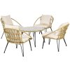 5-piece garden seating set Boho style beige-natural garden furniture set rattan seating set