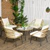 5-piece garden seating set Boho style beige-natural garden furniture set rattan seating set