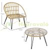 5-piece garden seating set Boho style beige-natural garden furniture set rattan seating set