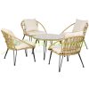 5-piece garden seating set Boho style beige-natural garden furniture set rattan seating set